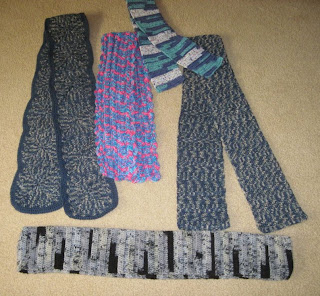 5 crocheted scarves