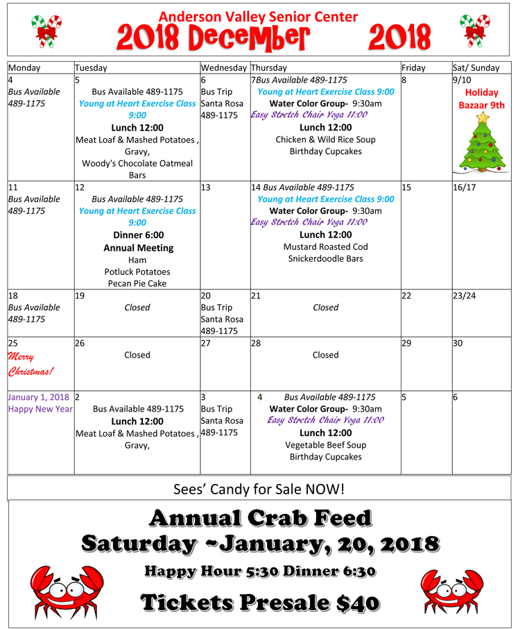 Anderson Valley Senior Center 6th Annual Crab Feed