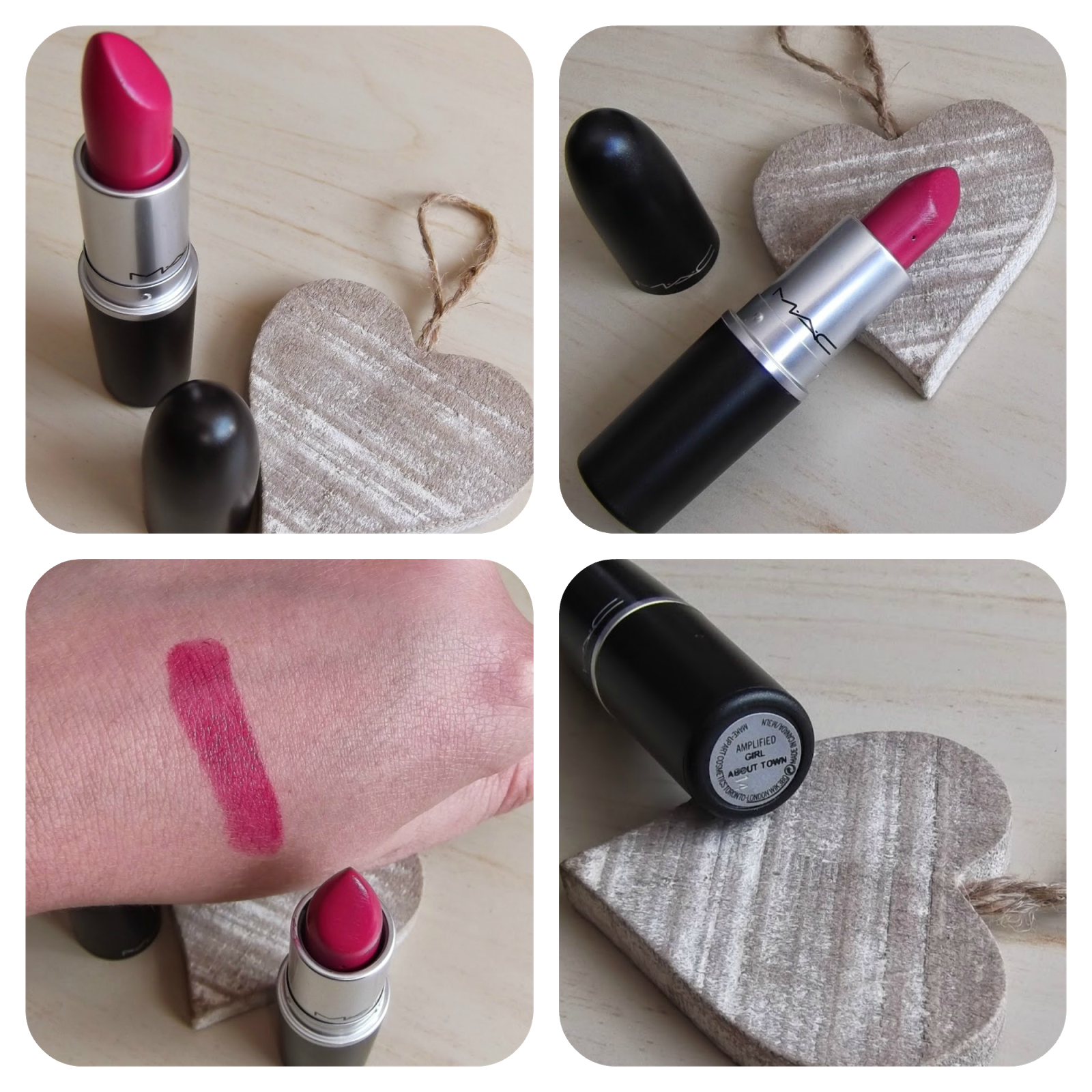 MAC Girl about town amplified lipstick review swatches beauty blog bold fucshia pink