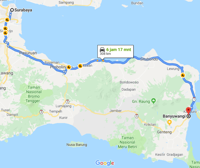 Travel Surabaya Banyuwangi via Situbondo