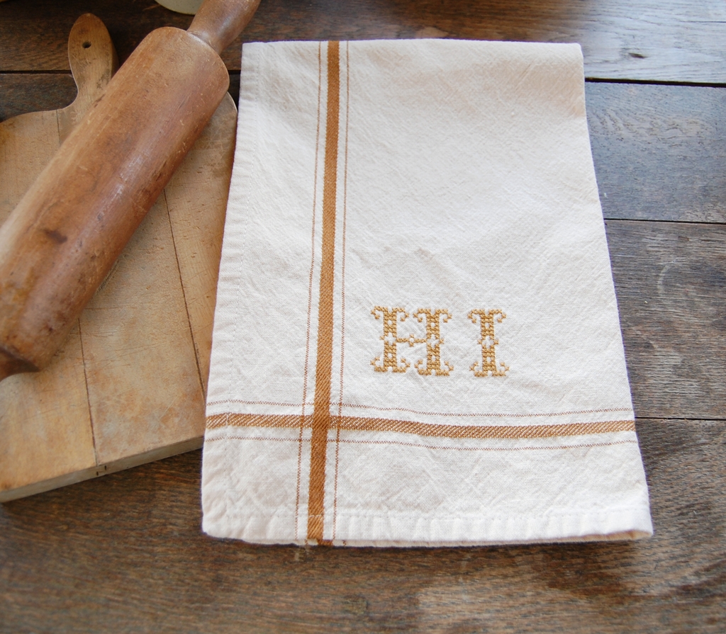 Frog Goes to Market Mustard Stripe Towels