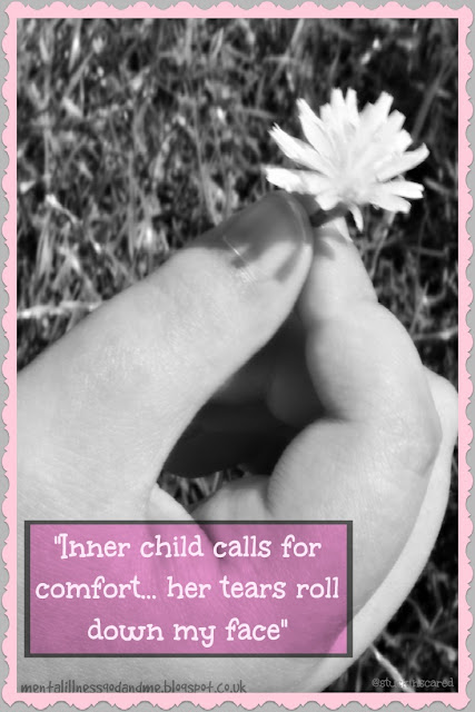 Inner Child calls for comfort.. her tears roll down my face. Quote vis @stuckinscared AtoZ challenge. Poetry. Poem... 'As long as there are hearts in my care'. 