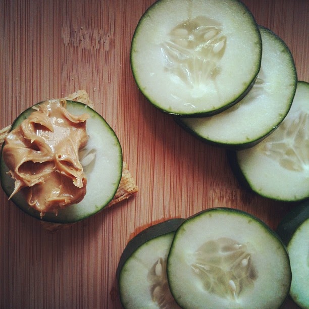 today I love cucumbers and peanut butter
