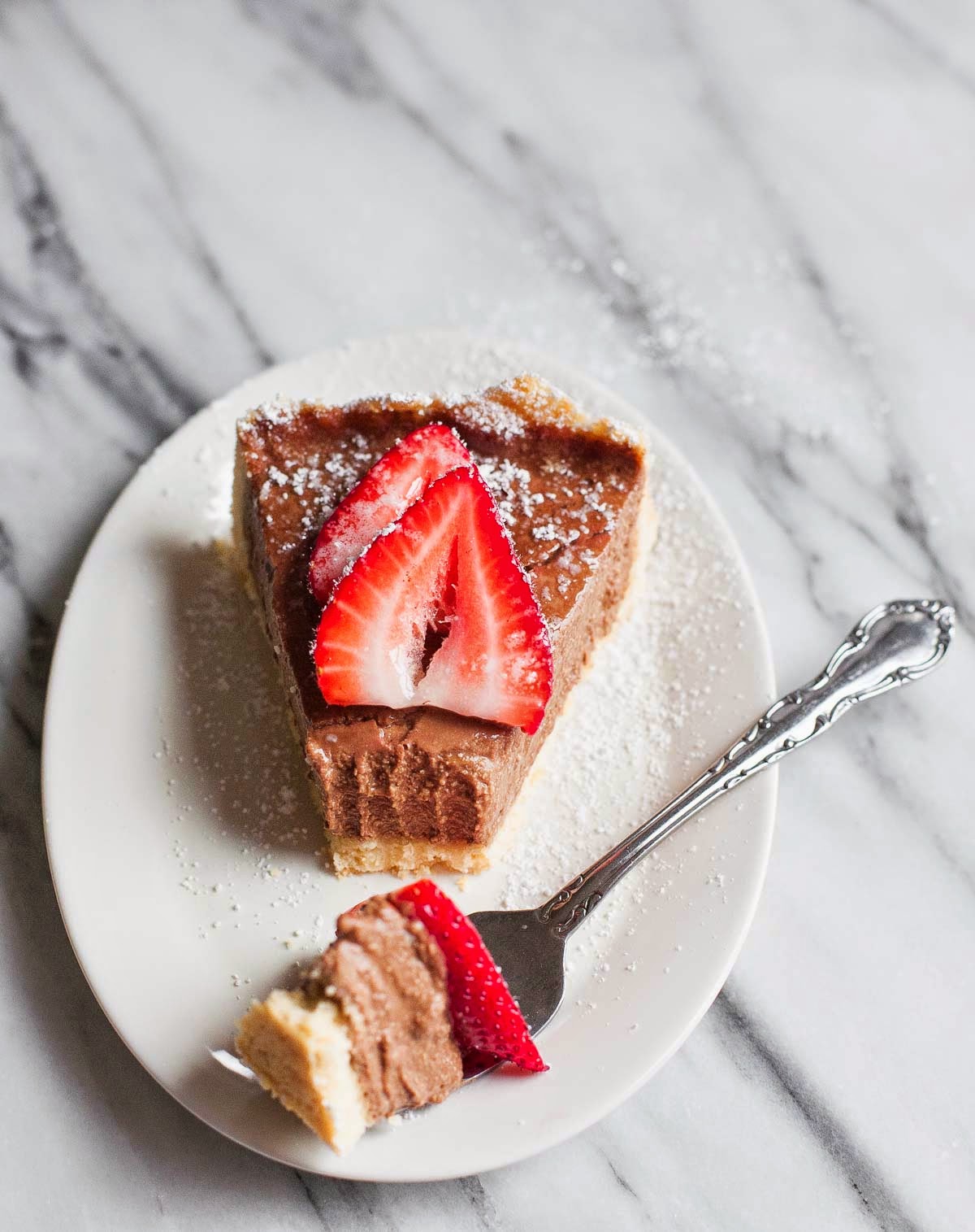 Mocha Ricotta Pie with Strawberries (Gluten free, Grain free) | acalculatedwhisk.com