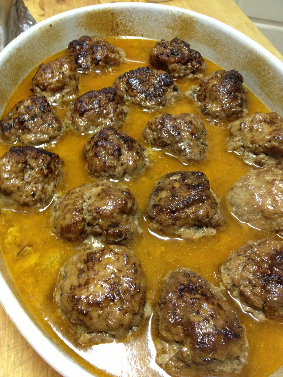 Tracy Cooks in Austin Meatballs Baked and with gravy