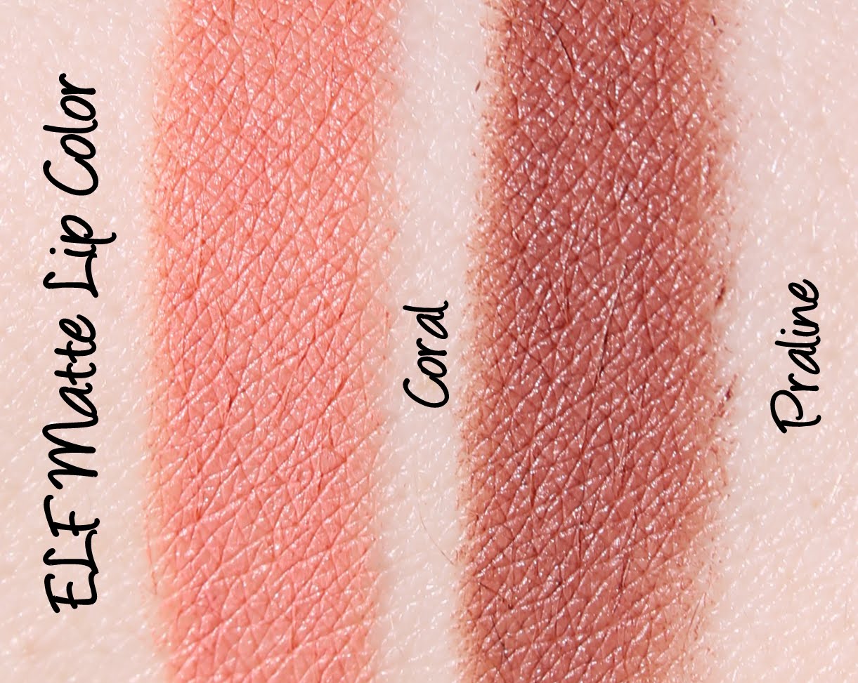 ELF Matte Lip Color Coral and Praline Swatches & Review Lani Loves