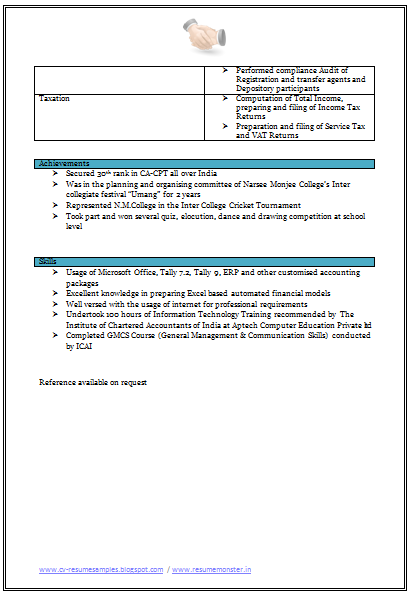 resume for chartered accountant