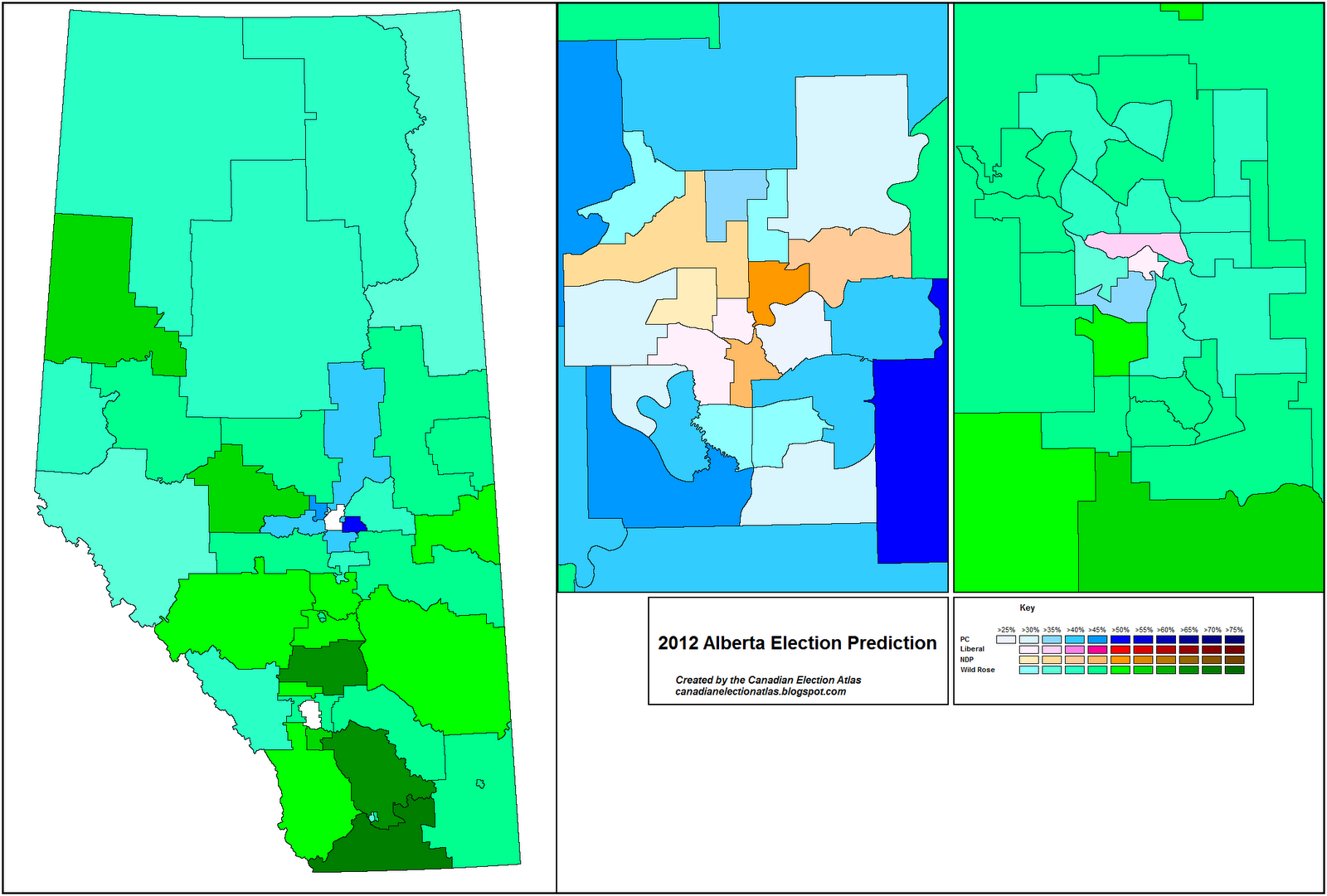 Canadian Election Atlas 2012 Alberta election final prediction.