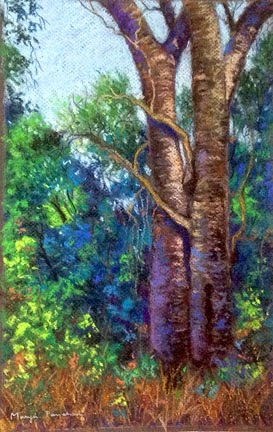Corrections made on a soft pastel painting of tree  by Manju Panchal