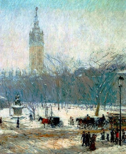 489px Childe Hassam Snowstorm Madison Square crop