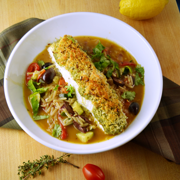 The Foodie Couple Parmesan Crusted Halibut in Crazy Water