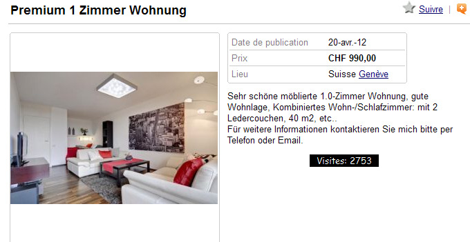 wohnungsbetrug.blogspot.com: Premium 1 Zimmer Wohnung Genève Référence de l'annonce 372917330 ...