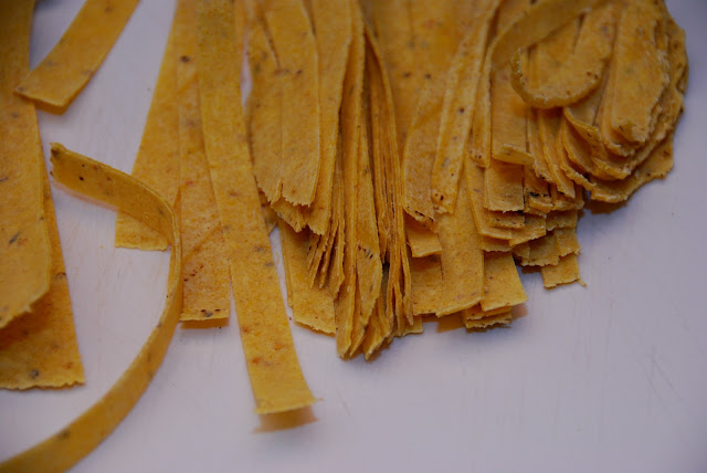 close up of tortilla strips 