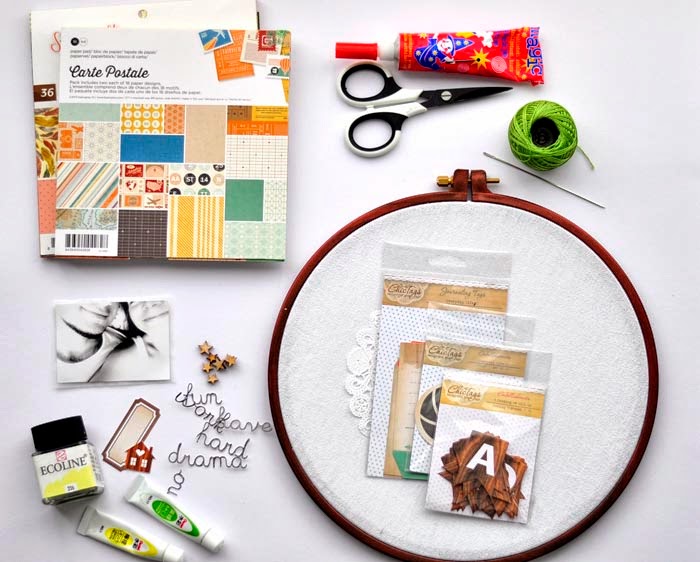 ** Chic Tags delightful paper tag ** Embroidery Hoop scrapbooking