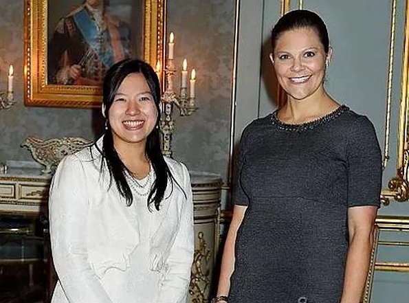 Crown Princess Victoria of Sweden met with Princess Ayako of Takamado at the Royal palace in Stockholm, Sweden