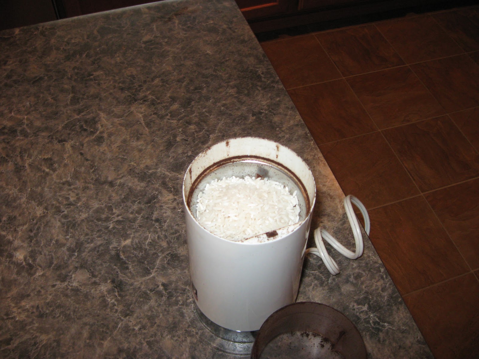 Sisters with Stuff Grind uncooked white rice in your coffee grinder to