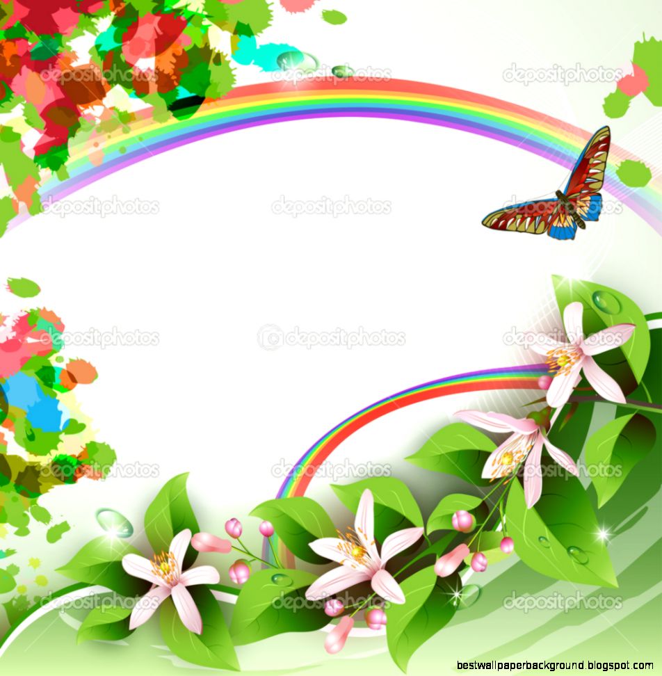 Elegant background with beautiful flowers and rainbow — Stock Elegant background with beautiful flowers and rainbow — Stock