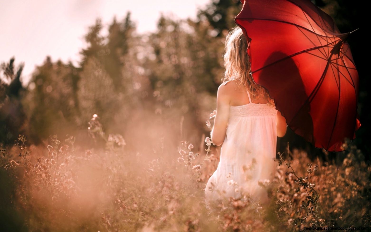 Mood Girl Umbrella Red Nature HD Wallpaper   FreeWallsUp