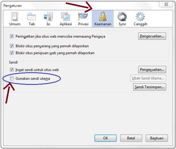 Gunakan sandi utama