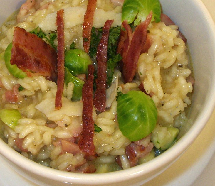 Jenny Eatwell's Rhubarb & Ginger Bacon & Brussels Sprout Risotto
