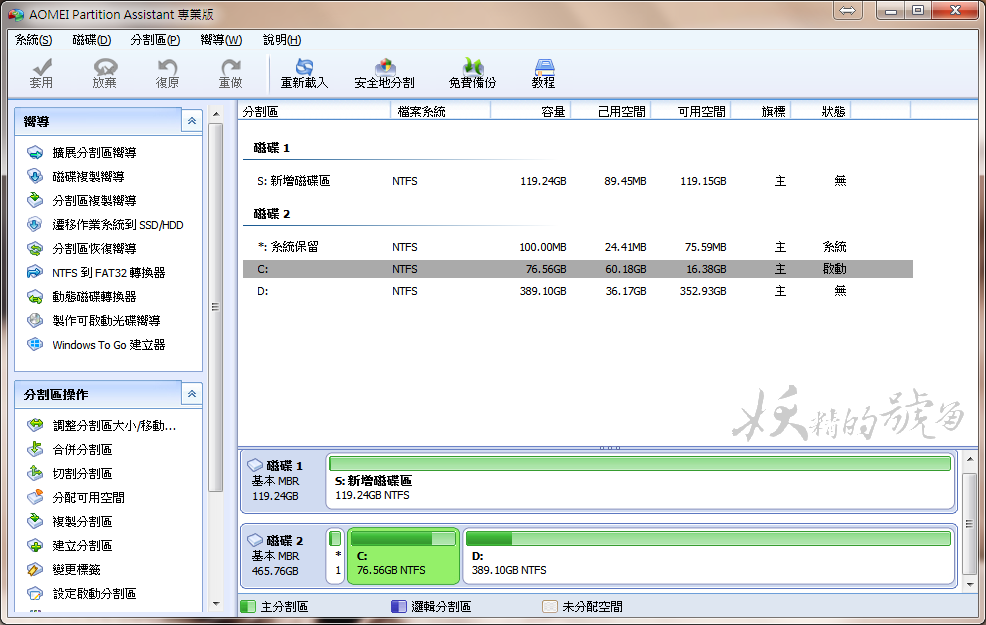 1 - [教學] AOMEI Partition Assistant - 分區助手繁體中文版，將HDD硬碟的系統搬移到SSD上的好幫手