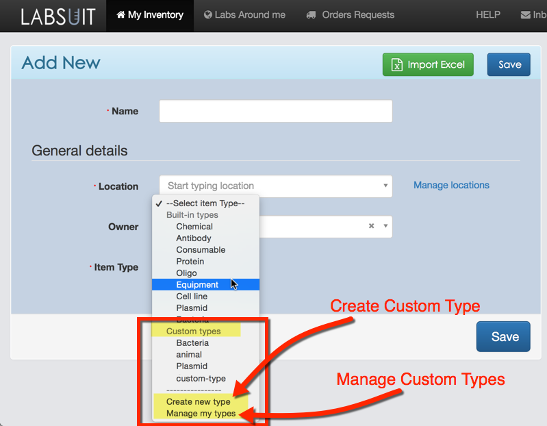 LabSuit Support Custom inventory item types