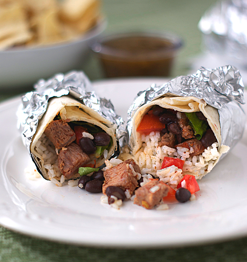 Chipotle Chicken/Steak Burrito Heat Oven to 350