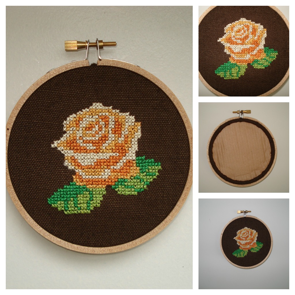 cupcake cutie Vintage floral cross stitch embroidery hoop