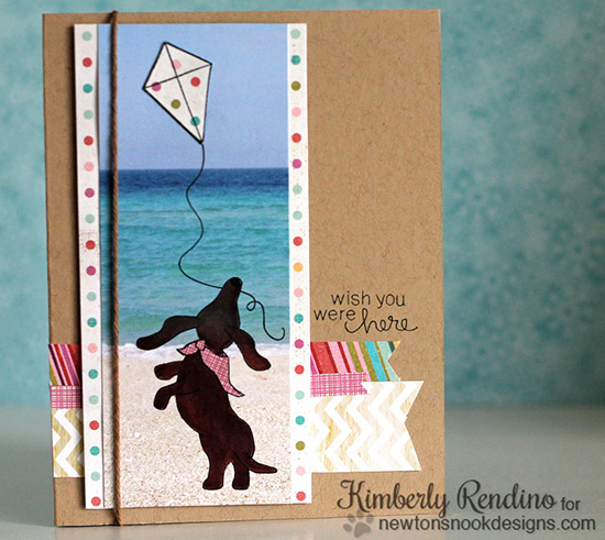 Wish you were Here Dachshund card by Kimberly Rendino | Delightful Doxies stamp set by Newton's Nook Designs