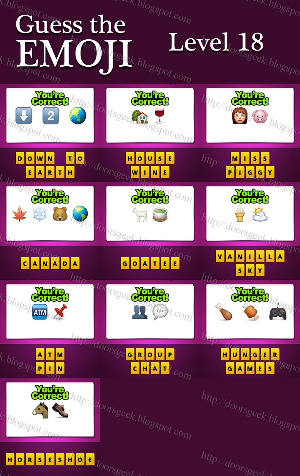 Guess The Emoji [Level 18] Answers and Cheats Doors Geek