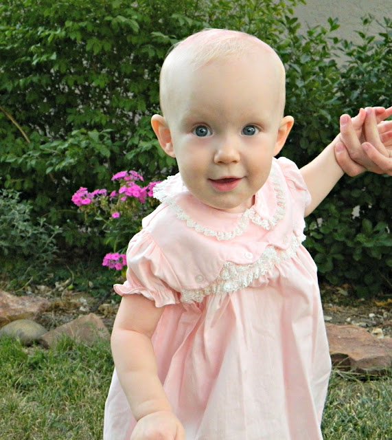 1950s pink little girl baby dress vintage Just Peachy, Darling