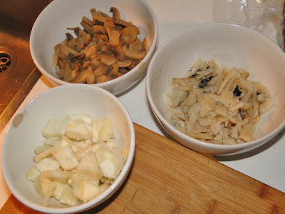 Cassave, zoutevis, champignons
