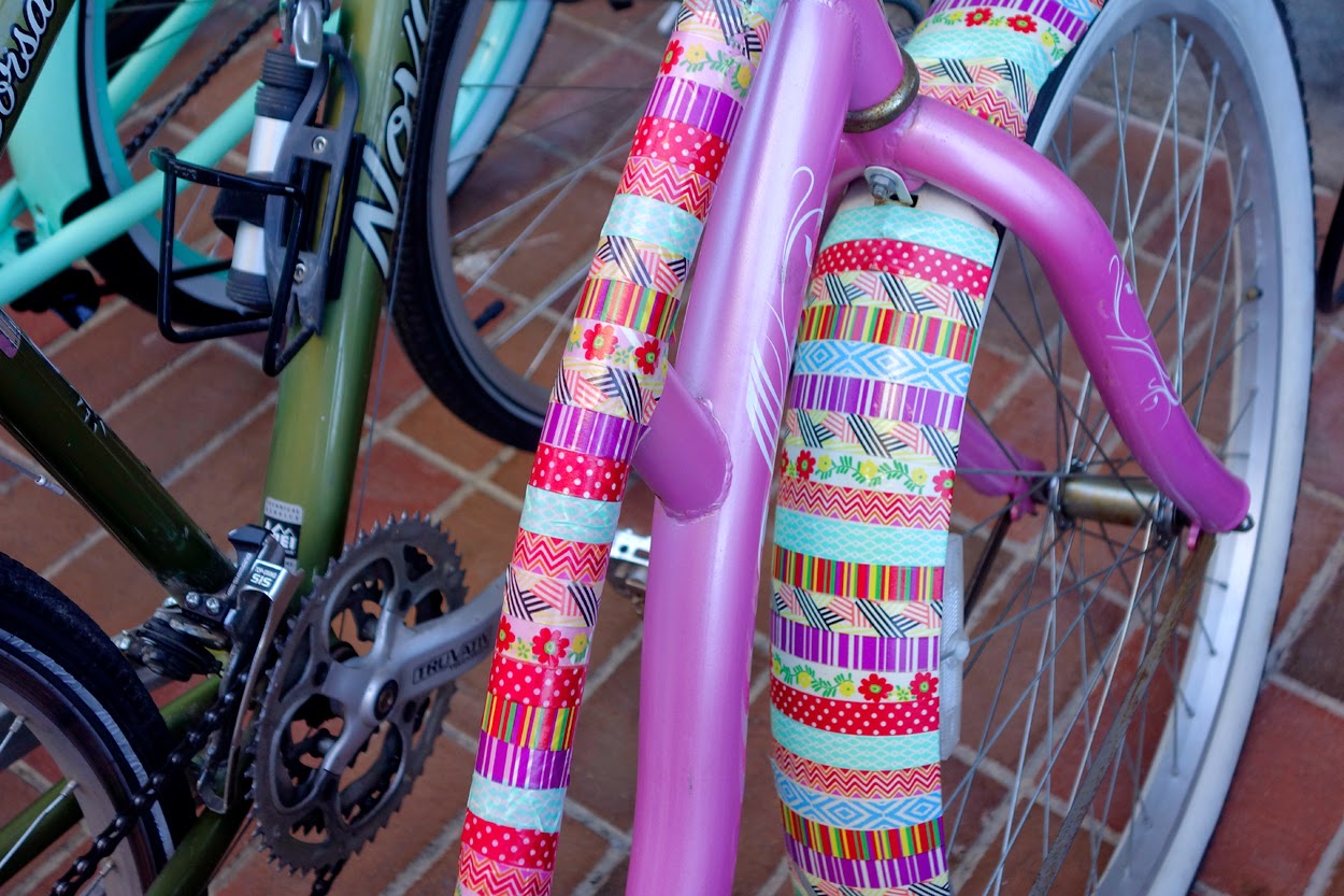 forms traced by light washi tape bicycle
