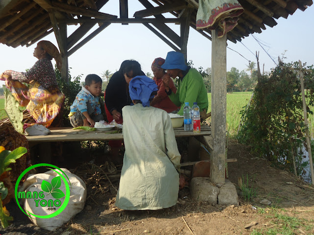 Makan bersama keluarga disaung sawah, Subang