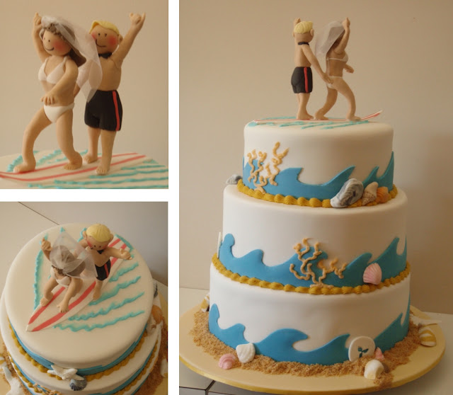 The Little Oak Tree Surfing Couple Wedding Cake Beach Theme The Little Oak Tree Surfing Couple Wedding Cake Beach Theme
