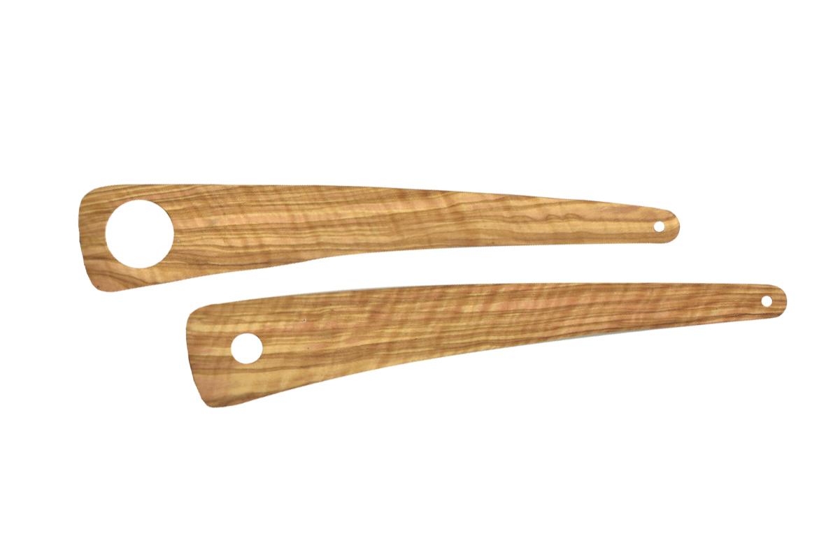 Woodwork by Pe Salad spoons or spatulas made of olive tree wood.