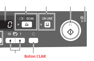 Botón clear en impresoras Sharp.