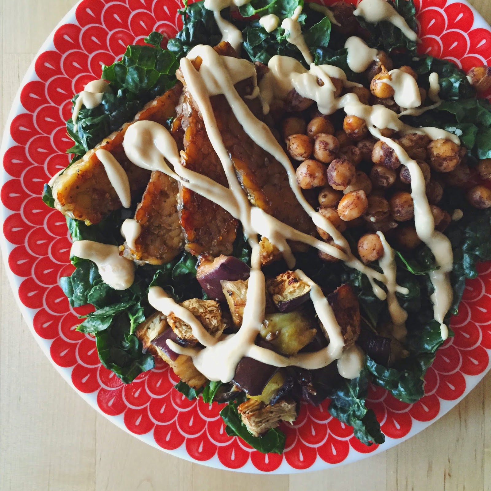 Garden Goddess Kitchen Massaged Kale Salad with Tempeh, Roasted