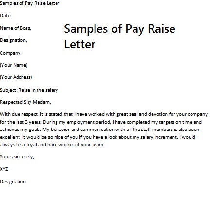 sample of pay raise letter sample pay raise letter