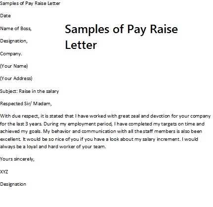 Wage Increase Template Letters