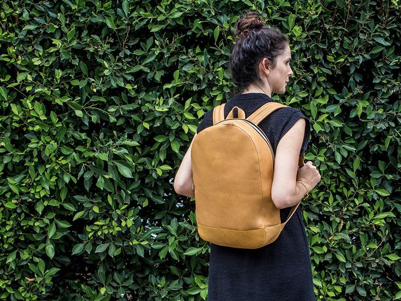 minimal leather backpack