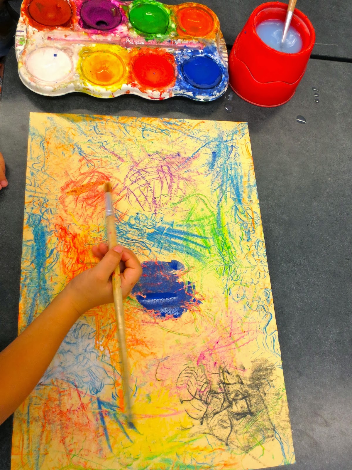 Zilker Elementary Art Class Kinder Free Form Leaf Rubbings & Paintings