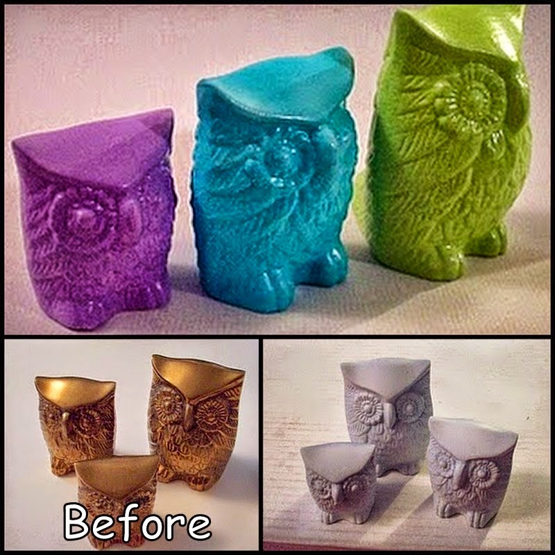 Dollar Store Crafter Spray Painted Owls