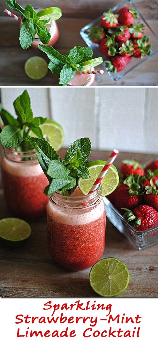 all star pics Sparkling StrawberryMint Limeade Cocktail