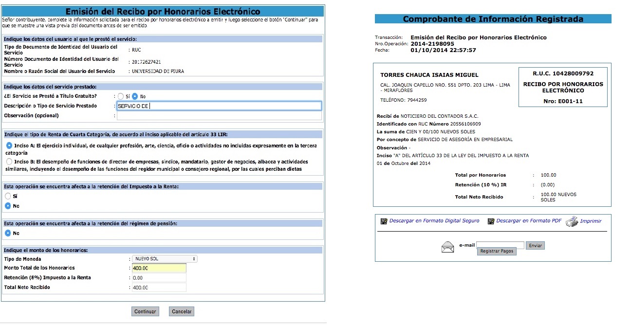 recibo de venta