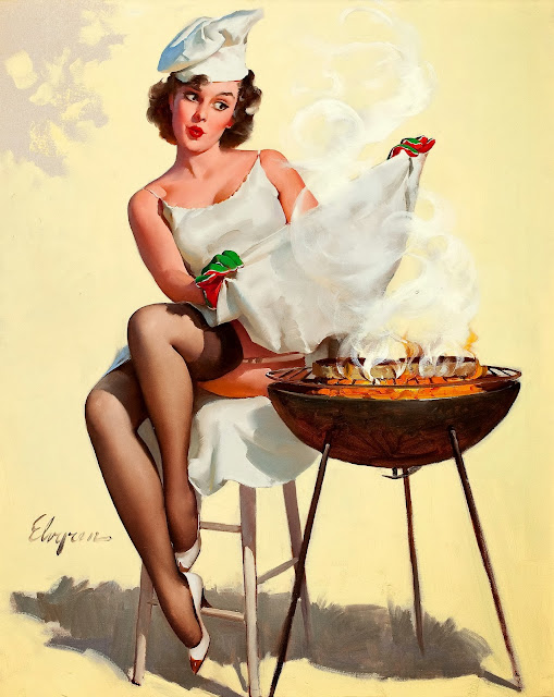 vintage pin up girl - grill master by Gil Elvgren