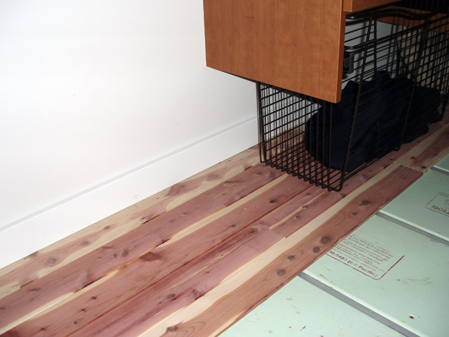 Building A House In Kala Point 2008 Cedar Closet Floor Day 975 So That S The Major Punch List For House Now Back To Project At Hand Aromatic Cedar Flooring And Painted Trim Downstairs Closet