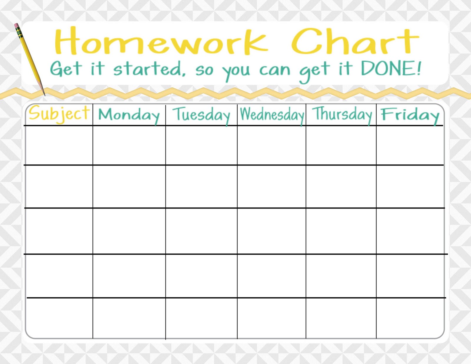 Homework chart   free behavior charts, free chore