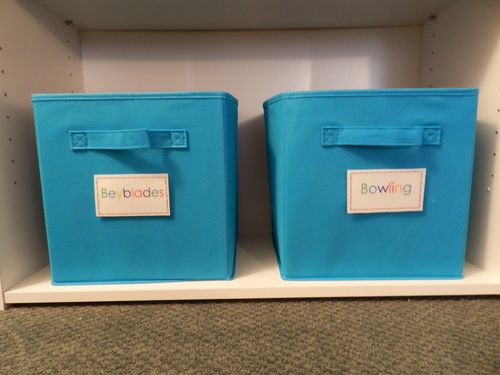 Swoon Style and Home Progress in the Playroom Bins! Labels! New Table