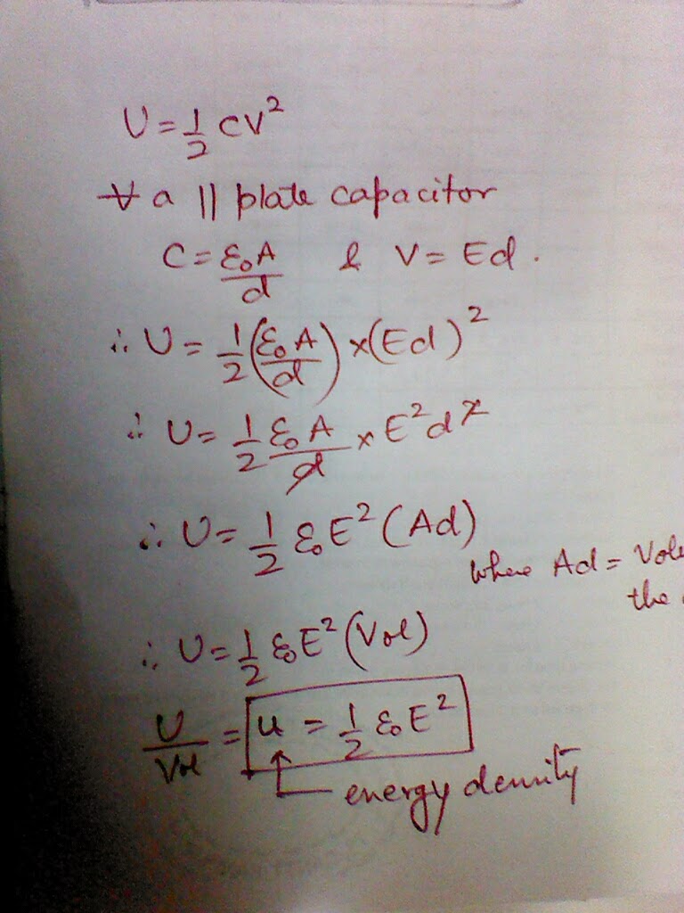PhyLabEducate Expression for energy density of a parallel plate capacitor